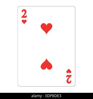 Zwei Herzen. Spielkarte mit goldenen Elementen. Casino-Symbole. Piktogramme für verschiedene Anzüge. Vektorabbildung. Flaches Design für Moderne Stock Vektor