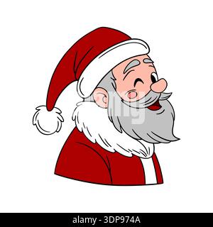 Weihnachtsabend. Glückliches und lustiges Weihnachtsmann-Porträt mit rotem Hut. Saisonale Winterferien. Festliche, lustige und niedliche Kollektion Stockfoto