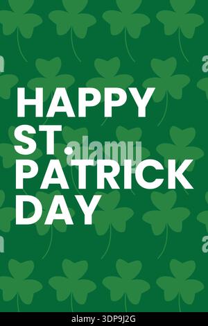 Poster zum St. Patricks Day mit Blattmuster und festlichem Text Stock Vektor