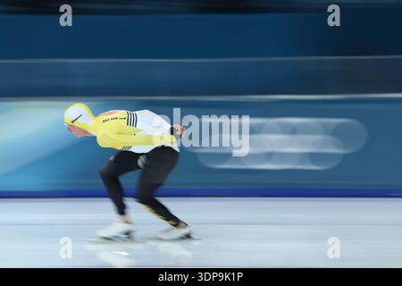 Mailand, Italien. Februar 2026. Die belgischen Bart-Schwünge treten während des 10000-m-Rennens der Männer bei den Olympischen Winterspielen Mailand-Cortina 2026 in Mailand, Italien, am 13. Februar 2026 an. Quelle: Li Jing/Xinhua/Alamy Live News Stockfoto