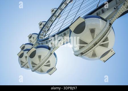 Las Vegas, NV - 3. Mai 2016: Der High Roller mit 520 Fuß Durchmesser ist das größte Beobachtungsrad der Welt und ein dominantes Wahrzeichen in Las vegas Stockfoto