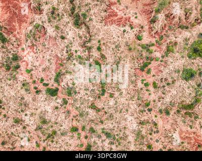 Tatacoa-Wüste, Kolumbien, trockene Badlands aus der Vogelperspektive Stockfoto