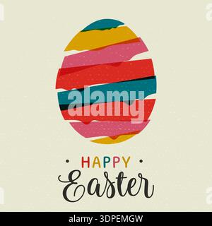 Happy Easter Day Buntes Abstraktes Gemaltes Ei. Vektorabbildung Stock Vektor