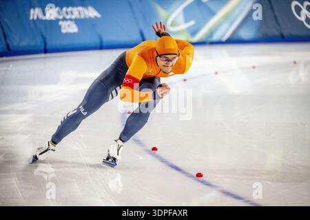 MAILAND - Sebas Diniz in Aktion in der 500 Meter langen Langseilbahn des Speedskating-Finales der Herren Milano Speedskating Stadium Olympische Winterspiele Mailand Cortina 2026 ROBIN UTRECHT /ANP niederlande aus - belgien aus Stockfoto