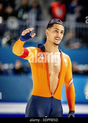 MAILAND - Sebas Diniz in Aktion in der 500 Meter langen Langseilbahn des Speedskating-Finales der Herren Milano Speedskating Stadium Olympische Winterspiele Mailand Cortina 2026 ROBIN UTRECHT /ANP niederlande aus - belgien aus Stockfoto