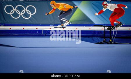 MAILAND - Sebas Diniz in Aktion in der 500 Meter langen Langseilbahn des Speedskating-Finales der Herren Milano Speedskating Stadium Olympische Winterspiele Mailand Cortina 2026 ROBIN UTRECHT /ANP niederlande aus - belgien aus Stockfoto