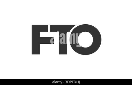 FTO-Logo-Designvorlage mit starkem und modernem, fettgedrucktem Text. Anfänglich basierter Vektorlogotyp mit einfacher und minimaler Typografie. Trendige Firmen-ID Stock Vektor