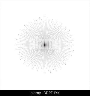 Ein weißer Hintergrund mit einem schwarzen Kreis in der Mitte. Der Kreis ist mit weißen Punkten gefüllt Stock Vektor