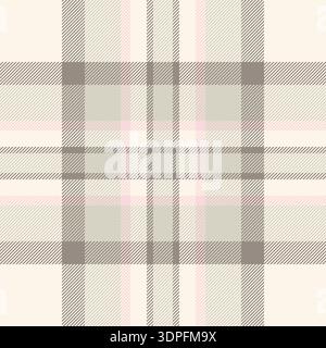 Hintergrund mit Stoffmuster, nahtloses Karo-Karo. Leise Vektor Check Textil Textur in hellen und Meeresschalen Farbpalette. Stock Vektor