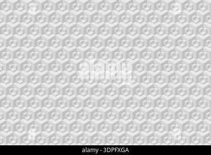 Elegantes nahtloses Graustufenmuster mit einer Reihe von miteinander verbundenen, dezent dreidimensionalen Würfeln. Dieses minimalistische Design weckt ein Gefühl von Orde Stock Vektor
