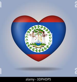 Belize Flag Herzknopf isoliert auf Farbverlaufshintergrund Stock Vektor