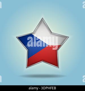 Tschechische Republik Flagge Stern glänzend. Isoliert auf Hintergrund mit Farbverlauf Stock Vektor