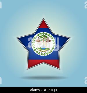 Belize Flaggenstern glänzend. Isoliert auf Hintergrund mit Farbverlauf Stock Vektor