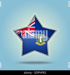 Britische Jungferninseln Flaggenstern glänzend. Isoliert auf Hintergrund mit Farbverlauf Stock Vektor