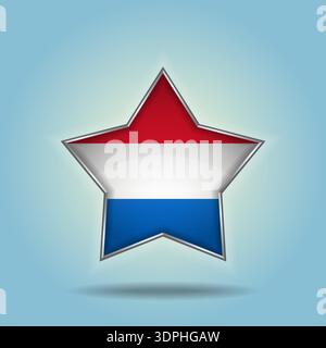 Niederlande Flaggenstern glänzend. Isoliert auf Hintergrund mit Farbverlauf Stock Vektor