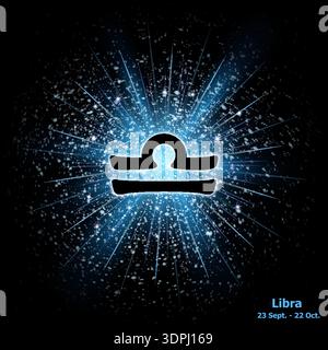 Zodiac-Zeichen Libra auf kosmischer Explosion Hintergrund. Stock Vektor