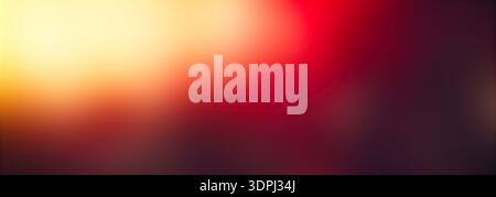 Abstrakter warmer verlaufender Hintergrund mit weicher, unscharfer Textur, lebendigem rotem Orange und gelbem Schein, glatter unscharfer Hintergrund mit dunkler Vignette, Stockfoto