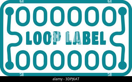 Dekoratives Etikett mit Loop-Label-Text, umgeben von sich wiederholenden Loop-Formen, die einen Rahmen bilden Stock Vektor