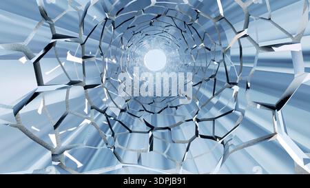 Metalltunnelrohr Stahlrohrkorridor 3D-Putz Stockfoto