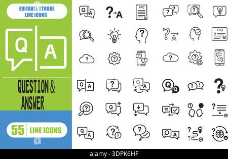 Symbolgruppe für Chatfrage und -Antwort. Helfen Sie, Blase zu sprechen Stock Vektor