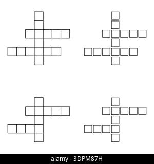 Satz des Konzeptsymbols für Kreuzworträtsel, Kreuzworträtgrafik, Vektorgrafik für Web-Flachvektor. Stock Vektor