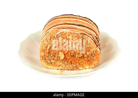 Karotten Kuchen auf weißem Hintergrund Stockfoto