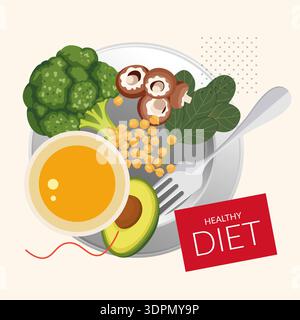 Gesunde Ernährung - Avacado - Greens - Stock-Illustration als EPS 10 Datei Stock Vektor