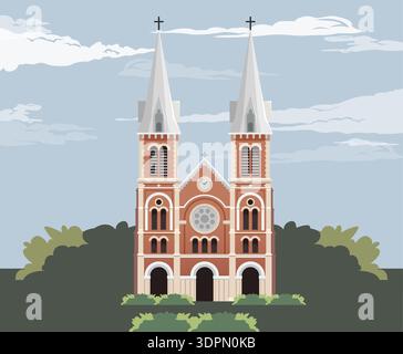 Kathedrale Notre-Dame Basilika von Saigon – Stockbild als Akte EPS 10 Stock Vektor