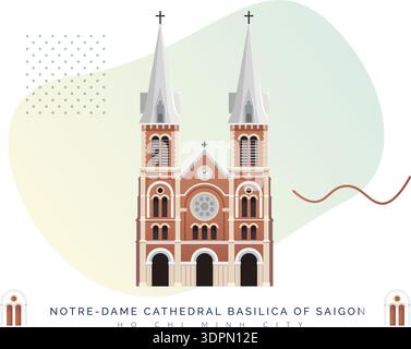Kathedrale Notre-Dame Basilika von Saigon – Stockbild als Akte EPS 10 Stock Vektor