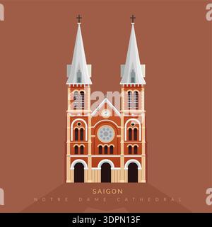 Kathedrale Notre-Dame Basilika von Saigon – Stockbild als Akte EPS 10 Stock Vektor