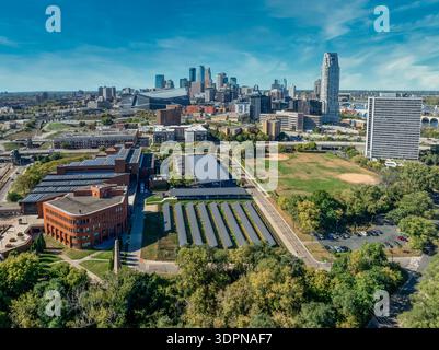 Luftaufnahme der Innenstadt von Minnesota und der University of Minnesota Stockfoto