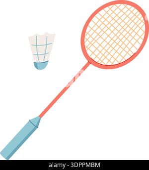 Flat Cartoon Badminton Schläger Und Shuttlecock Stock Vektor