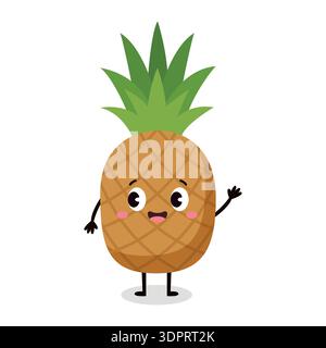 Lustige Ananas-Zeichentrickfigur für tropische Sommerferien Stock Vektor