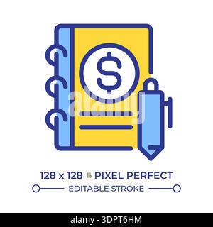 Symbol für die Farbe der Journaleinträge für die Pixel-perfekte Linie Stock Vektor