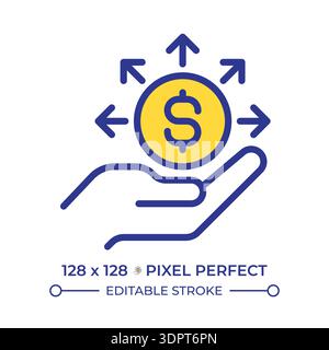 Money Management Pixel Perfect Line Color Symbol Stock Vektor