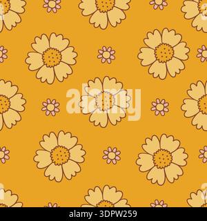Retro-Blumenmuster mit nahtlosem Vektor-Muster Stock Vektor