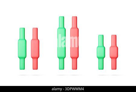 Grüne und rote 3D-Kerzendiagramm mit Trend Stock Vektor