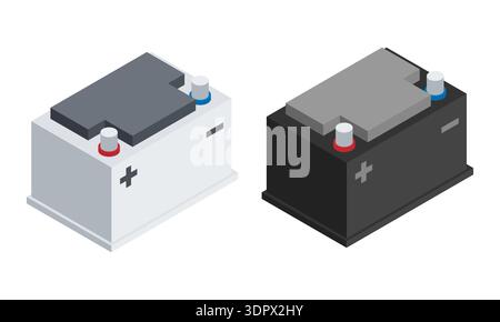 Isometrischer Fahrzeugbatterievektor-Symbolsatz Stock Vektor