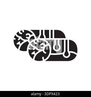 Symbol für schwarze Linie der Federrollen. Vektorisoliertes Element. Bearbeitbare Kontur. Stock Vektor