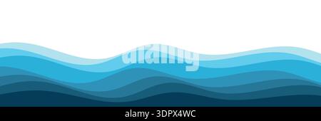 Abstrakte Schichten blaue Ozeanwellen für Wasser, Meer und Ozean Themen Vektor Illustration Stock Vektor