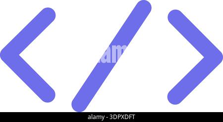 Blauer und türkisfarbener „AI Technology Doodle Outline“-Aufkleber mit Codierelement. Helles Flaches Symbol Stock Vektor