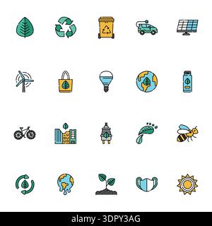 Symbol für Farblinie recyceln. Vektorisoliertes Element. Bearbeitbare Kontur. Stock Vektor