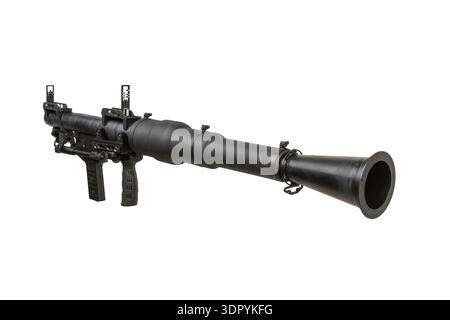 Moderner Panzerabwehrraketenwerfer isoliert auf weißem Hintergrund. Stockfoto