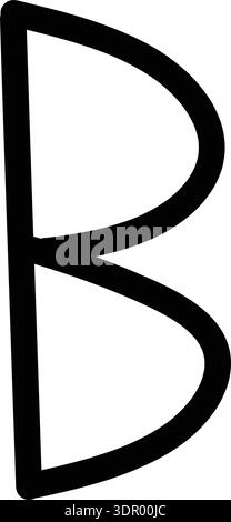 Ein minimalistisches, hochwertiges Bild mit dem Großbuchstaben B. der Buchstabe wird in einer einfachen schwarzen Umrandung gerendert, die einem handgezeichneten Stil oder ähnelt Stock Vektor
