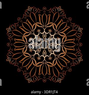 Ein luxuriöses Schmuckstück. Symmetrisches Muster im tantrischen Yoga von Buddhismus und Hinduismus. Goldenes Mandala-Muster. Ein Designelement für eine kreative Idee Stock Vektor