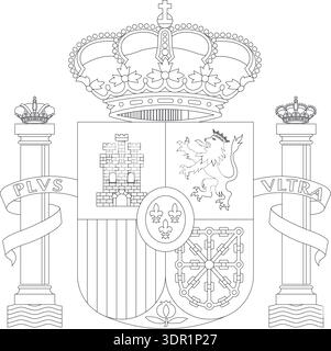 Vektorbild des Wappens von Spanien. Skizze. Stock Vektor