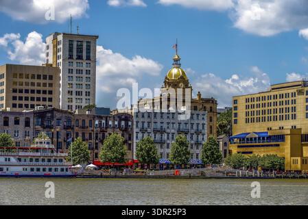 Die Skyline der Innenstadt Savannah Georgia USA Stockfoto
