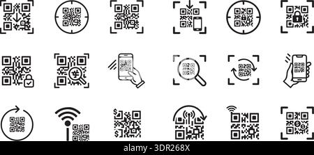 Symbolsatz für qr-Code-Scan Stock Vektor