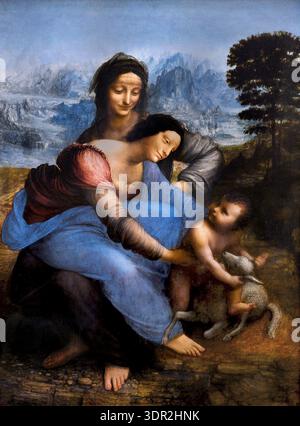 Jungfrau und Kind, Heilige Elisabeth und Säugling Heiliger Johannes der Täufer in einer Landschaft bekannt als die kleine Heilige Familie Raffael - ( Raffaello -Santi - Sanzio da Urbino ) 1483 - 1520 Rom Urbino Marche ItalyLouvre, Paris, Frankreich. Stockfoto