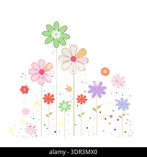 Dekorative bunte Blumen Frühling Zeit Hintergrund Stock Vektor